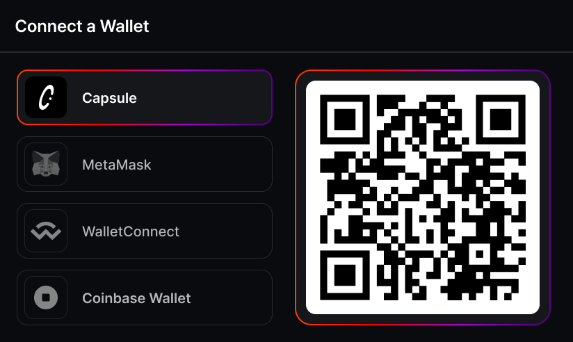 Capsule Connect a Wallet UI